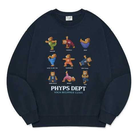 [PHYPS] Yoga Bear Collection Sweat Shirt Navy