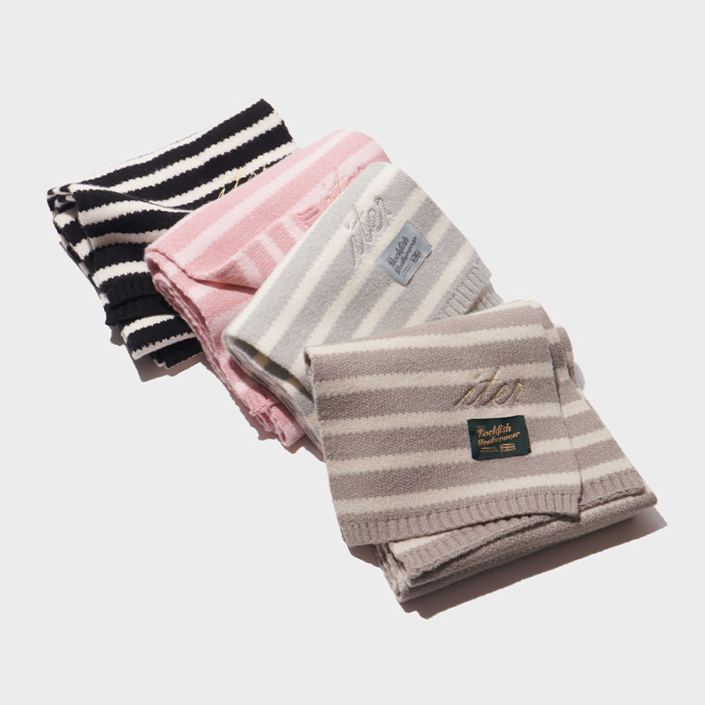 [Rockfish Weatherwear] [X ITER] STRIPE FLUFFY KNIT MUFFLER (3colours)