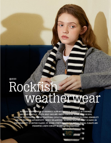 [Rockfish Weatherwear] [X ITER] STRIPE FLUFFY KNIT MUFFLER (3colours)