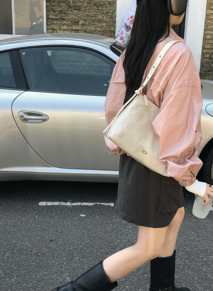 [98°C][OAT] Fold Nylon x Leather Shoulder Bag