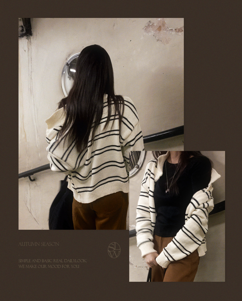 [SLOWAND] Toma Stripe Cara Cardigan