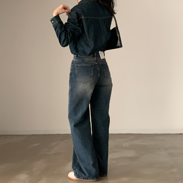 [CREAM CHEESE] Mute Denim Semi Wide Pants