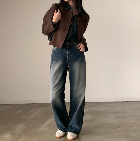 [CREAM CHEESE] Mute Denim Semi Wide Pants