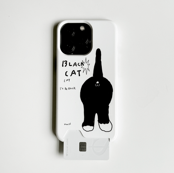 [3MONTHS] Black Cat 02 Card Storage Phone Case