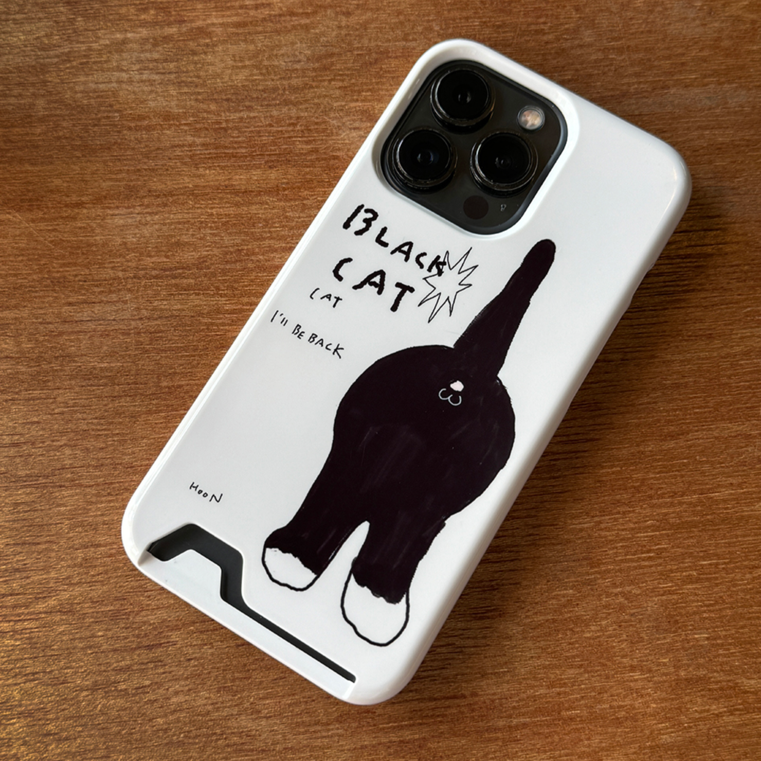 [3MONTHS] Black Cat 02 Card Storage Phone Case