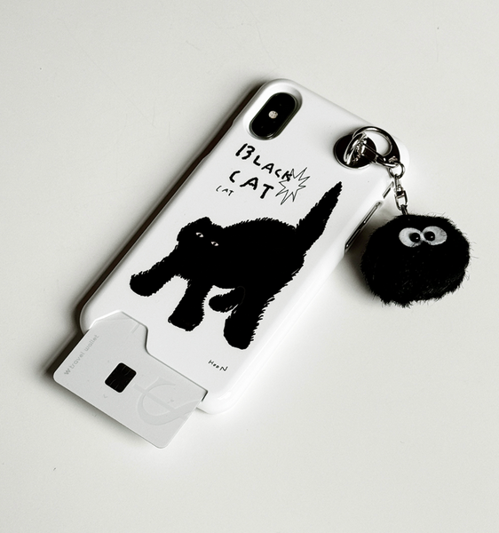 [3MONTHS] Black Cat 01 Card Storage Phone Case