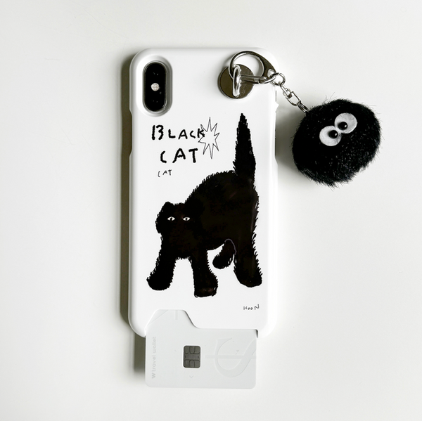 [3MONTHS] Black Cat 01 Card Storage Phone Case