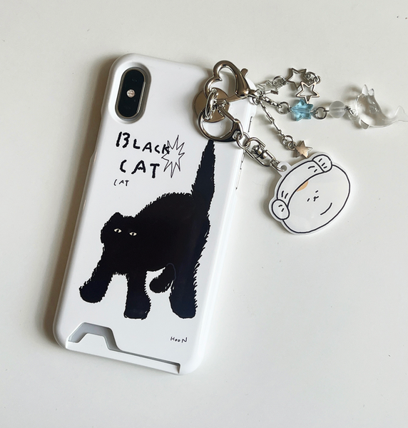 [3MONTHS] Black Cat 01 Card Storage Phone Case