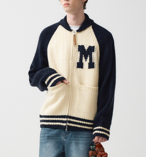 [MARITHÉ FRANÇOIS GIRBAUD] COLOR BLOCK RAGLAN CARDIGAN navy