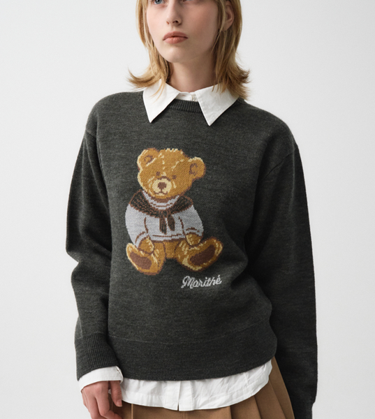 [MARITHÉ FRANÇOIS GIRBAUD] DOODLE BEAR SWEATER charcoal