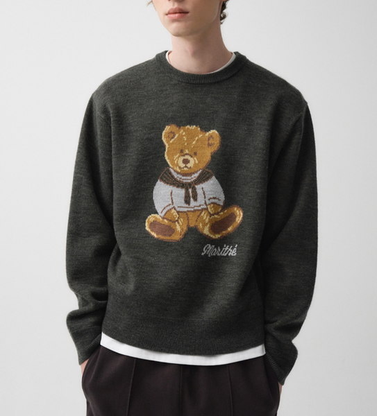 [MARITHÉ FRANÇOIS GIRBAUD] DOODLE BEAR SWEATER charcoal