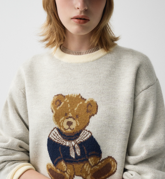 [MARITHÉ FRANÇOIS GIRBAUD] DOODLE BEAR SWEATER ivory