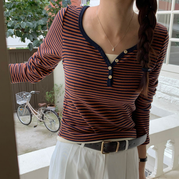 少量現貨!! ♡ o'pparel ♡ Stripe Layered Tee (3 colours)