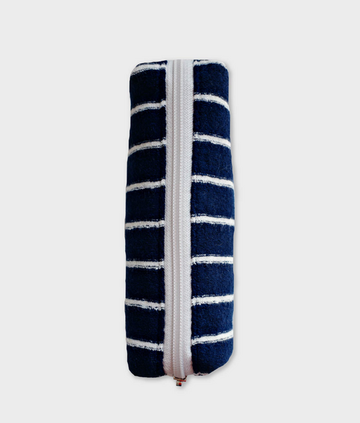 [unfold] Stripe Terry Pencil Pouch (Navy)