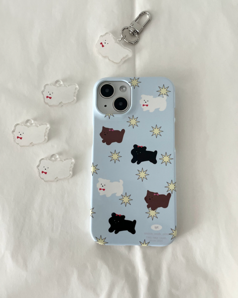 [two paw yard.] Happy Puppy Sky Phone Case