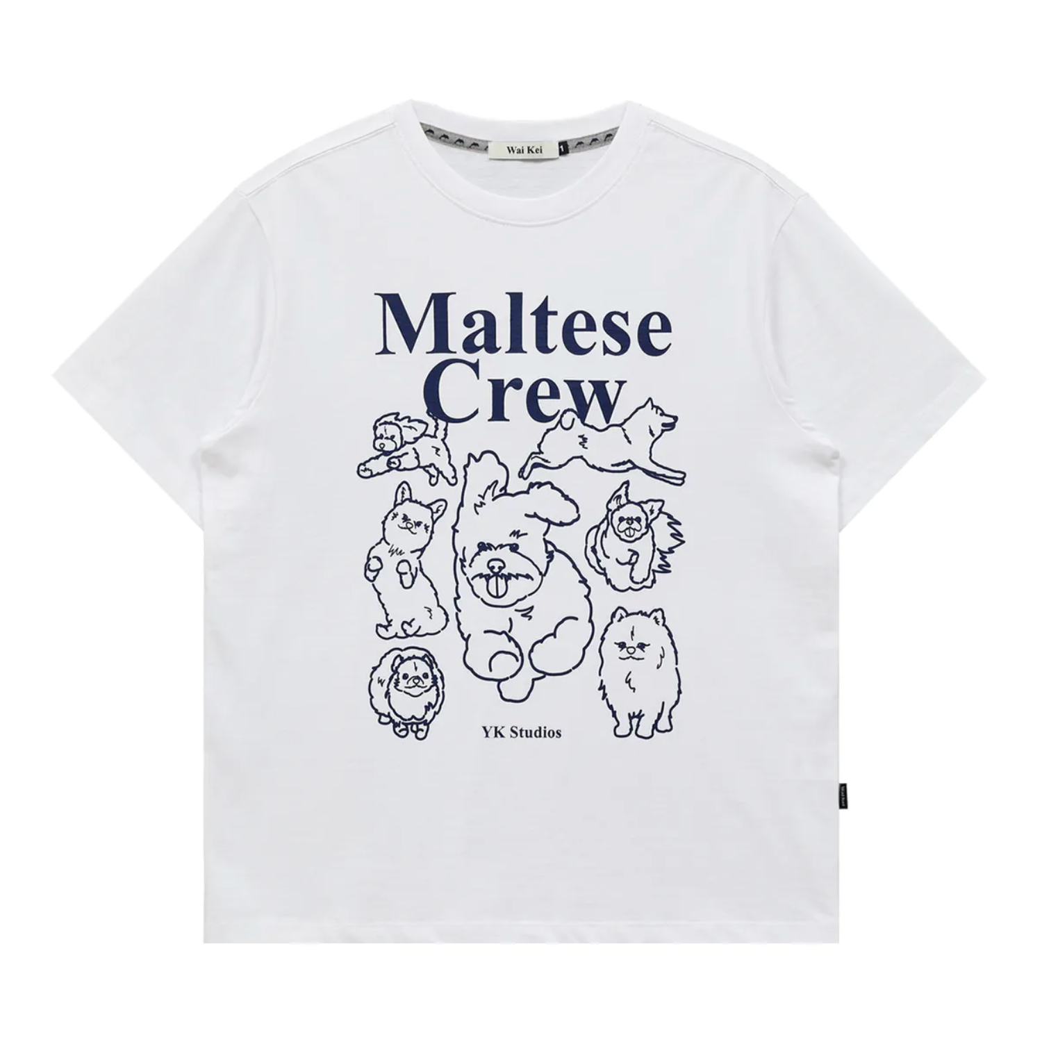 [Wai Kei] Maltese Crew Line Graphic Short Sleeve T-shirt White