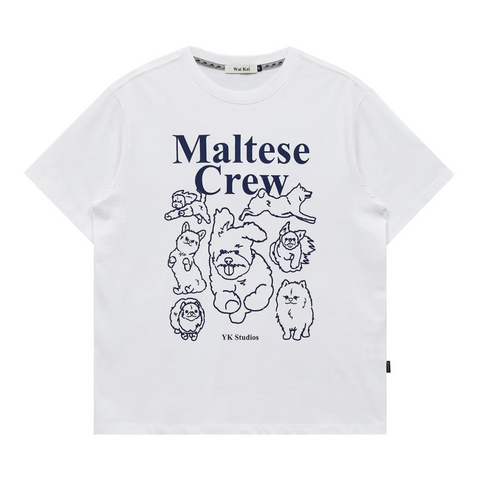 [Wai Kei] Maltese Crew Line Graphic Short Sleeve T-shirt White