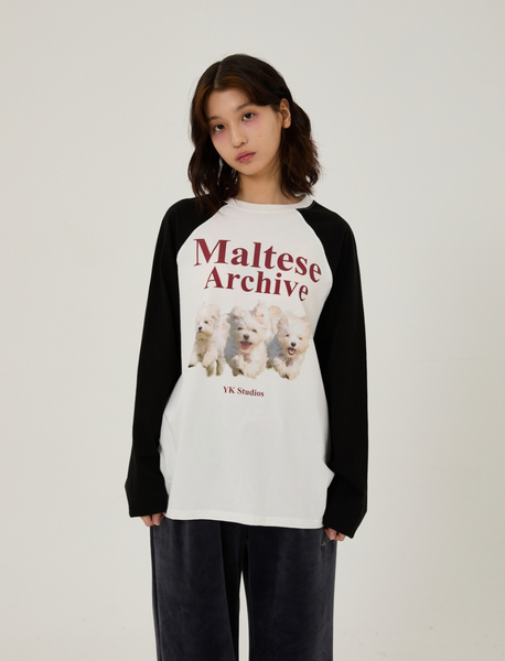 [Wai Kei] Maltese Archive Raglan Long Sleeve T-Shirt Ivory