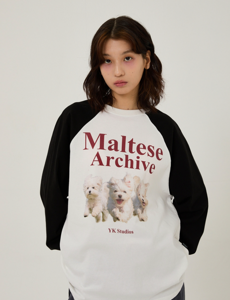 [Wai Kei] Maltese Archive Raglan Long Sleeve T-Shirt Ivory