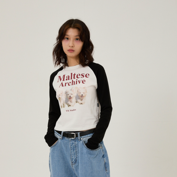 [Wai Kei] Maltese Archive Raglan Long Sleeve T-Shirt Ivory