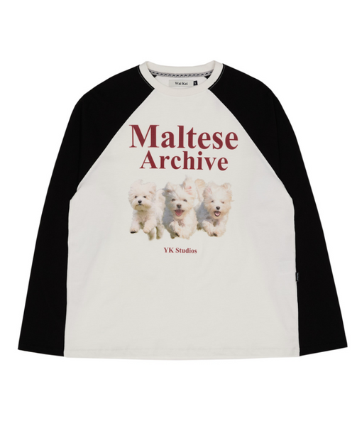 [Wai Kei] Maltese Archive Raglan Long Sleeve T-Shirt Ivory