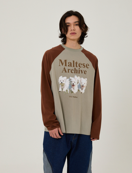 [Wai Kei] Maltese Archive Raglan Long Sleeve T-Shirt Mint