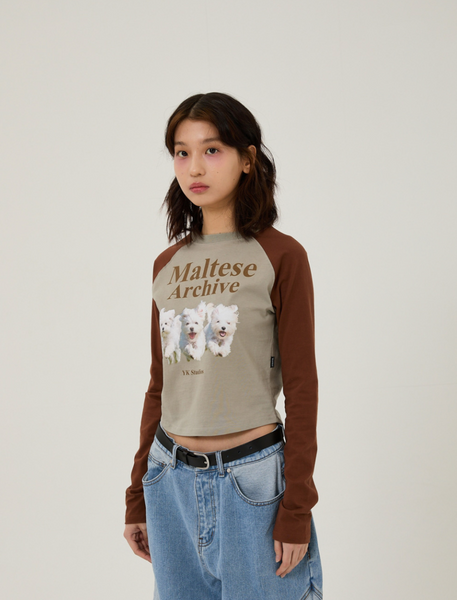 [Wai Kei] Maltese Archive Raglan Long Sleeve T-Shirt Mint