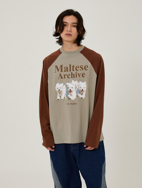 [Wai Kei] Maltese Archive Raglan Long Sleeve T-Shirt Mint