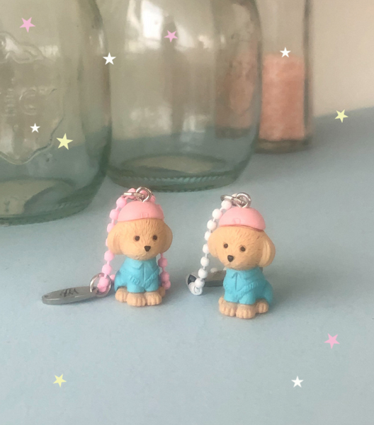 [WATERJEAN] Pink Hat Puppy Keyring