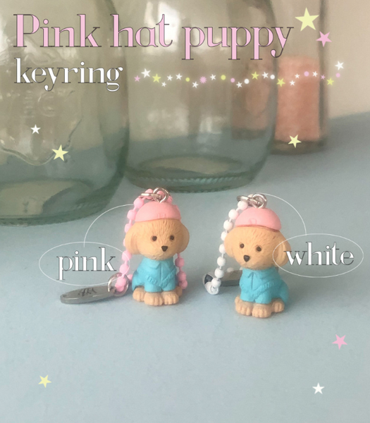 [WATERJEAN] Pink Hat Puppy Keyring