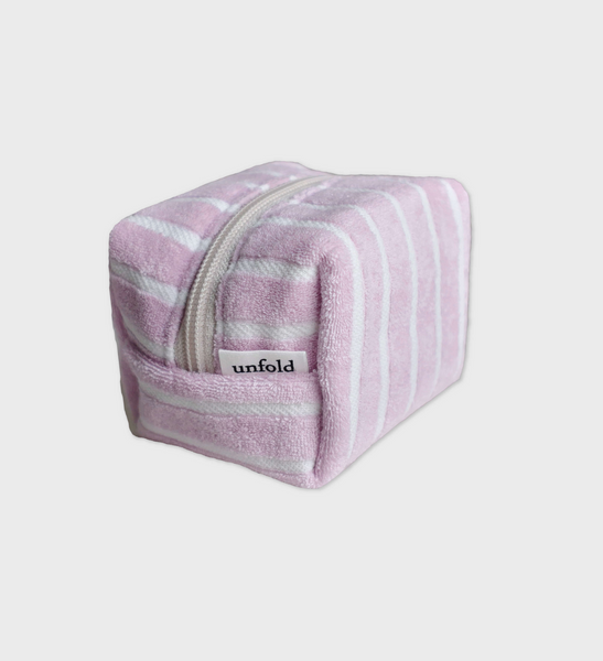 [unfold] Stripe Terry Pouch (Pale Pink)