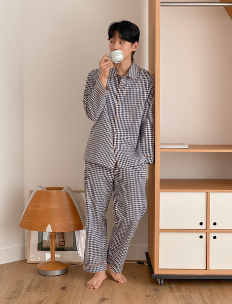 [Juuneedu] Jeu Simon Gingham Checkered Pajamas Set