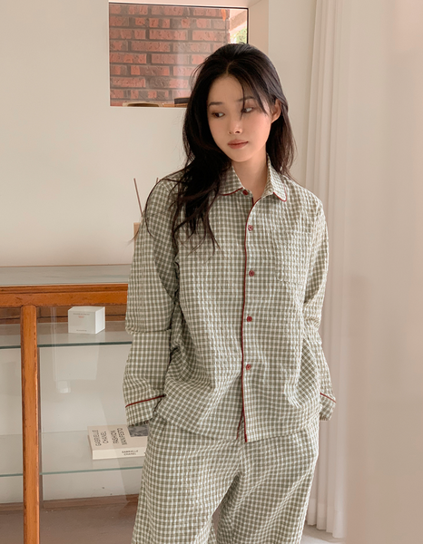 [Juuneedu] Jeu Simon Gingham Checkered Pajamas Set