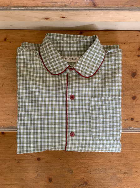 [Juuneedu] Jeu Simon Gingham Checkered Pajamas Set