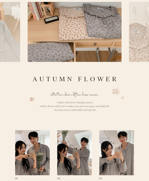 [Juuneedu] Jeu Autumn Flower Couple Pajamas Set