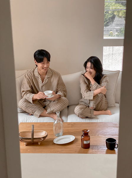 [Juuneedu] Jeu Rusk Stripe Pajamas Set