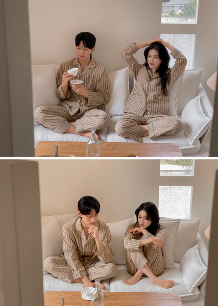 [Juuneedu] Jeu Rusk Stripe Pajamas Set