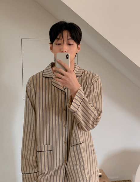 [Juuneedu] Jeu Rusk Stripe Pajamas Set