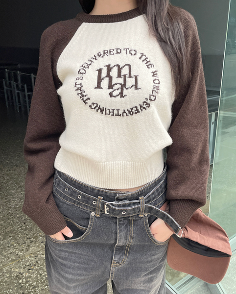 [muahmuah] Ramswool Jacquard Raglan Knitwear [Brown]