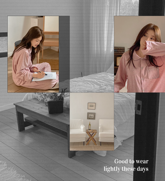 [Juuneedu] Butterring Stripe Pajamas Set