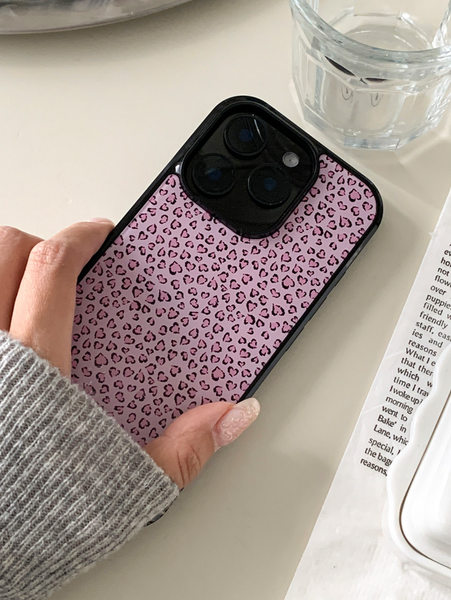 [earliner] Leopard Pink Heart Epoxy Bumper Iphone Case