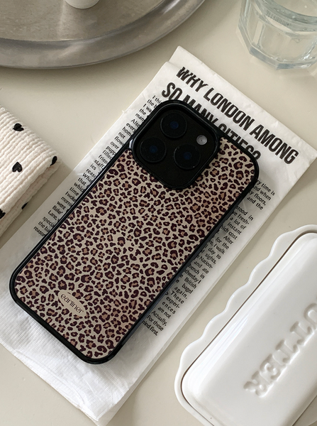 [earliner] Leopard Brown Heart Epoxy Bumper Iphone Case