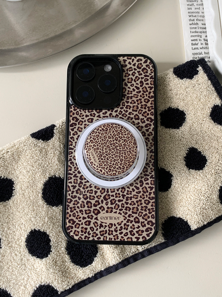 [earliner] Leopard Brown Heart Epoxy Bumper Iphone Case