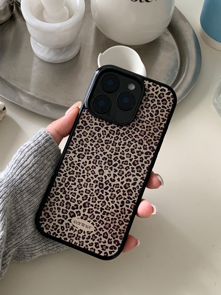 [earliner] Leopard Brown Heart Epoxy Bumper Iphone Case