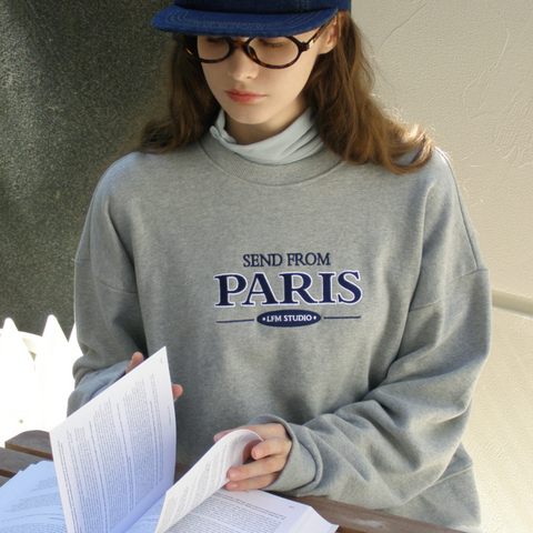 [Letter from Moon] Paris Bookstore Sweatshirt (Melange Grey)