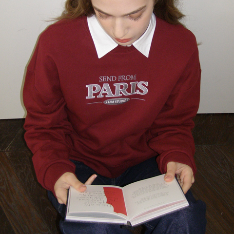 [Letter from Moon] Paris Bookstore Sweatshirt (Burgundy)