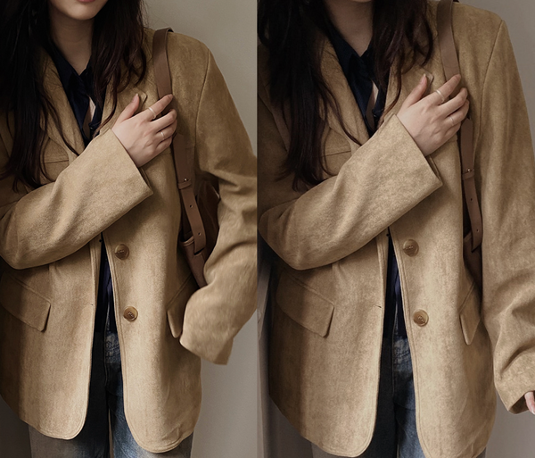 [SLOWAND] Caramel Vintage Suede Jacket