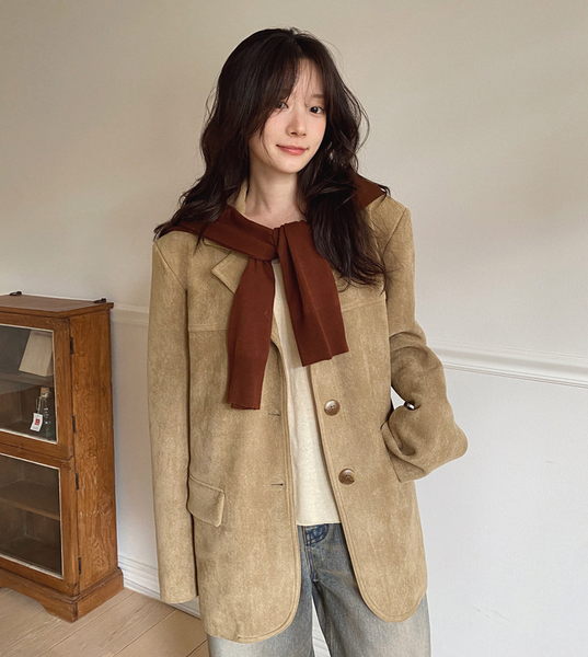 [SLOWAND] Caramel Vintage Suede Jacket