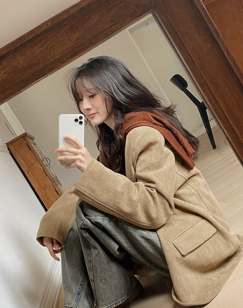 [SLOWAND] Caramel Vintage Suede Jacket