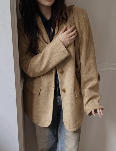 [SLOWAND] Caramel Vintage Suede Jacket